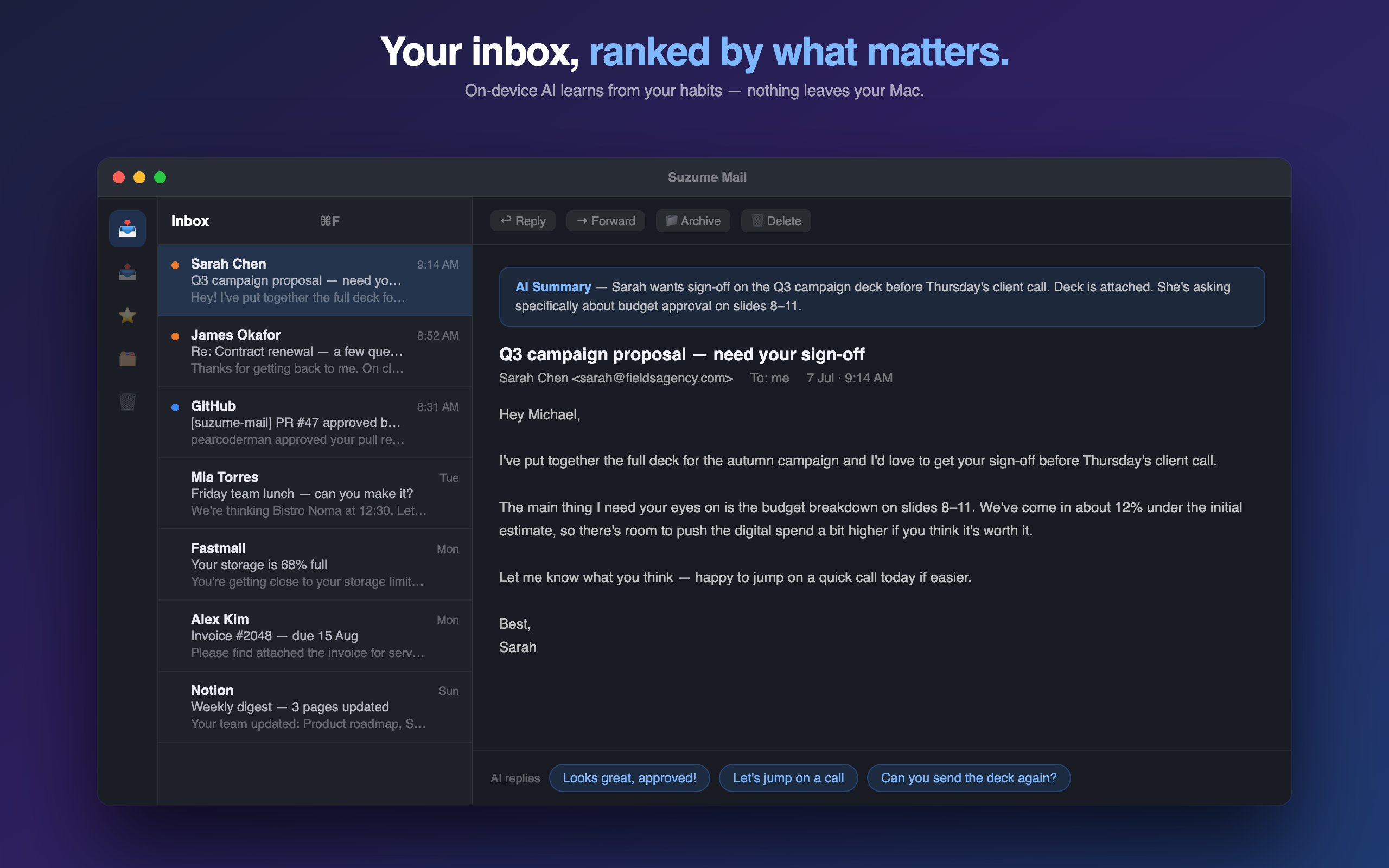 Suzume Mail — featured
