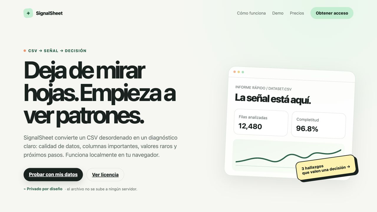 SignalSheet — featured